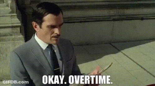 A Man In A Suit And Tie Is Holding A Piece Of Paper And Saying `` Okay , Overtime . '' . GIF