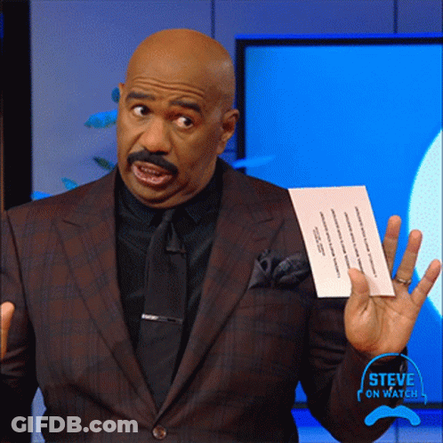 A Man In A Suit And Tie Is Holding A Piece Of Paper That Says " Steve On Watch " On It GIF