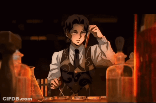 A Man In A Suit And Tie Is Holding A Pipette GIF