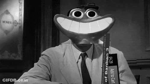 A Man In A Suit And Tie Is Holding A Stack Of Banban 3 GIF