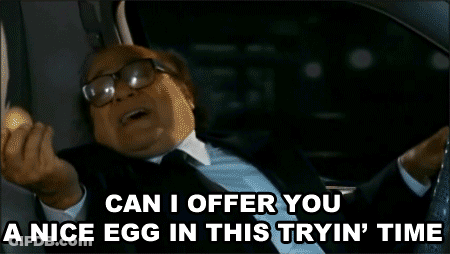 A Man In A Suit And Tie Is Holding An Egg And Saying Can I Offer You A Nice Egg GIF