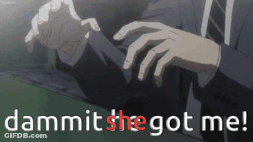 A Man In A Suit And Tie Is Holding Another Man 'S Arm With The Words Dammit She Got Me Written Below Him GIF