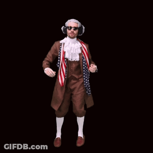 A Man In A Suit And Tie Is Jumping In The Air With The Word Joke Above Him GIF