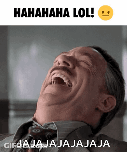 A Man In A Suit And Tie Is Laughing With The Caption ' Hahahaha Lol ' Above Him GIF