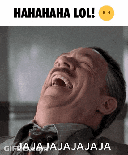 A Man In A Suit And Tie Is Laughing With The Caption ' Hahahaha LOL Jajajajaja ' GIF