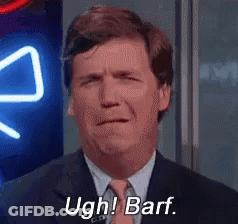 A Man In A Suit And Tie Is Making A Face And Saying Ugh ! Barf . GIF