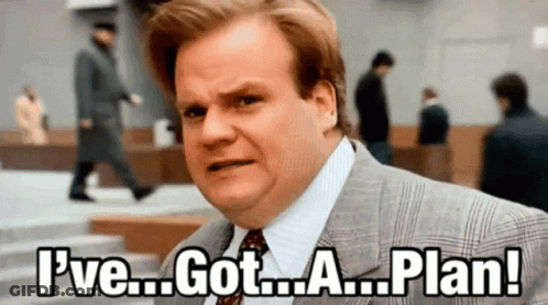 A Man In A Suit And Tie Is Making A Funny Face And Saying I 'Ve Got A Plan . GIF