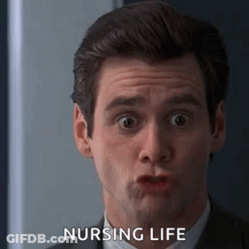 A Man In A Suit And Tie Is Making A Funny Face And Saying Nursing Life . GIF