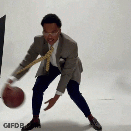 Man In Suit Playing Basketball GIF