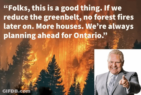 A Man In A Suit And Tie Is Pointing At A Forest Fire GIF
