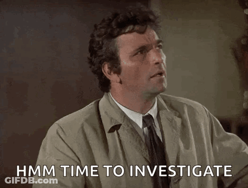 A Man In A Suit And Tie Is Pointing Up And Says Hmm Time To Investigate GIF