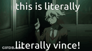 A Man In A Suit And Tie Is Pointing Up With The Words This Is Literally Literally Vince . GIF