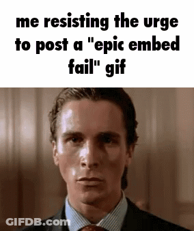A Man In A Suit And Tie Is Resisting The Urge To Post A " Epic Embedded Fail " Gif . GIF
