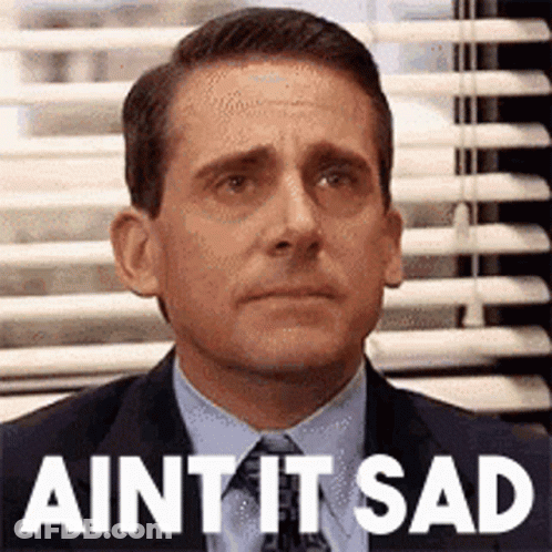 A Man In A Suit And Tie Is Saying `` Ain 'T It Sad '' . GIF