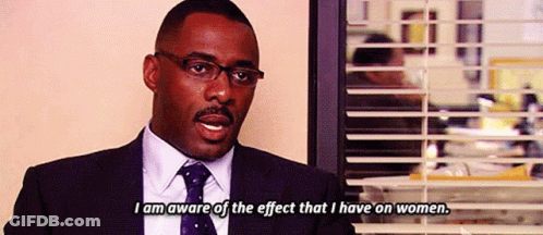 A Man In A Suit And Tie Is Saying I Am Aware Of The Effect That I Have On Women GIF