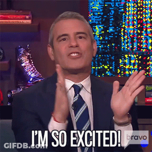 Man In Suit And Tie Says I'm So Excited GIF
