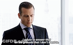 A Man In A Suit And Tie Is Saying I Refuse To Answer That On The Grounds That I Don T Want To . GIF