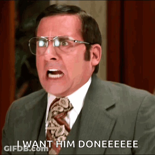 A Man In A Suit And Tie Is Saying I Want Him Doneeeee GIF