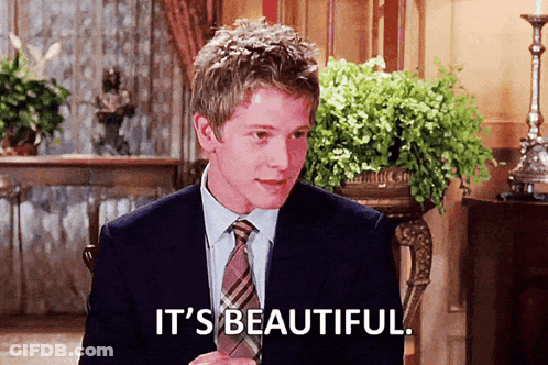 A Man In A Suit And Tie Is Saying " It 'S Beautiful " GIF