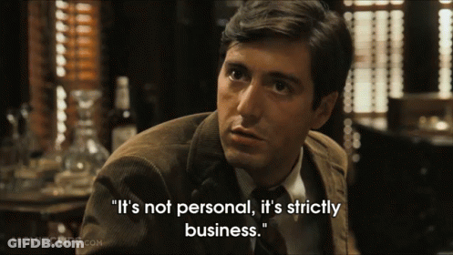 A Man In A Suit And Tie Is Saying " It 'S Not Personal It 'S Strictly Business " GIF