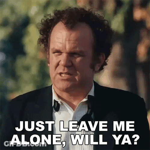 A Man In A Suit And Tie Is Saying " Just Leave Me Alone , Will Ya ? " GIF
