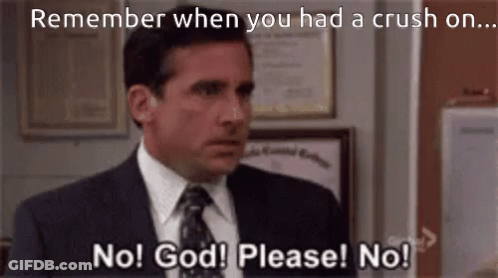A Man In A Suit And Tie Is Saying " No God Please No " GIF