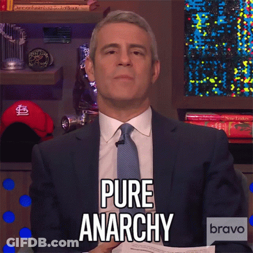 Man In Suit Saying Pure Anarchy On Bravo GIF