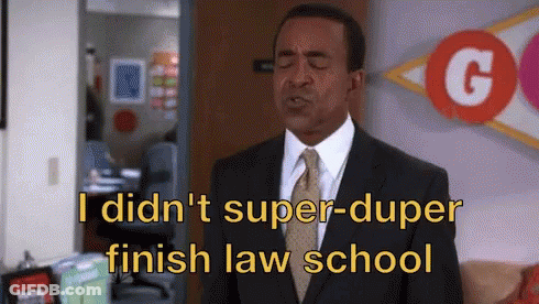 Man In Suit Saying He Didn't Finish Law School GIF