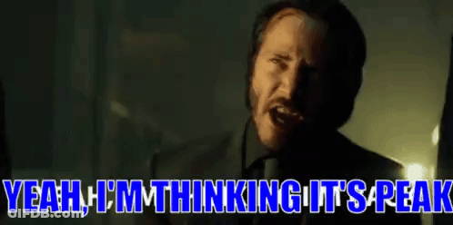 A Man In A Suit And Tie Is Screaming And Says `` Yeah , I 'M Thinking It 'S Peak '' GIF