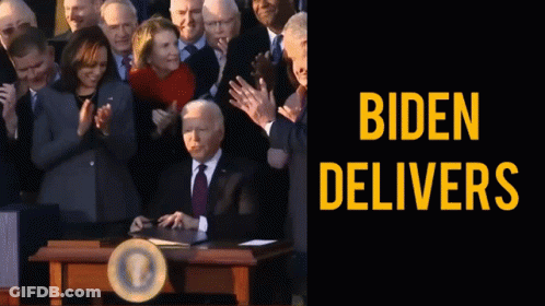 Man In Suit Signing Document With Biden Below GIF