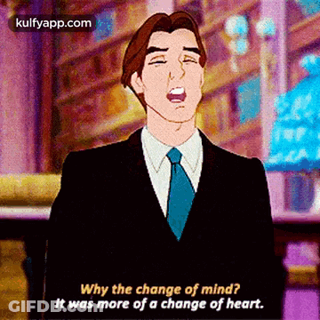 A Man In A Suit And Tie Is Singing Why The Change Of Mind ? It Was More Of A Change Of Heart GIF