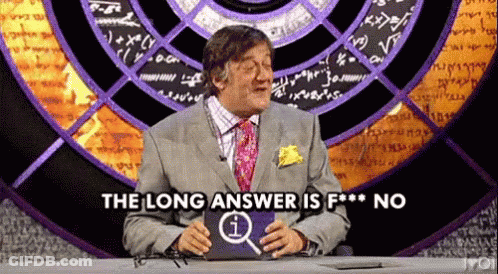 A Man In A Suit And Tie Is Sitting At A Desk And Says " The Long Answer Is F ** No " GIF