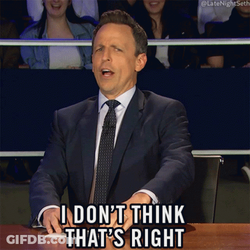 A Man In A Suit And Tie Is Sitting At A Table And Says I Don 'T Think That 'S Right GIF