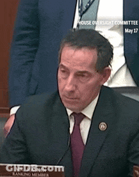 A Man In A Suit And Tie Is Sitting At A Table With A Name Plate That Says Mr. Raskin Banking Member GIF