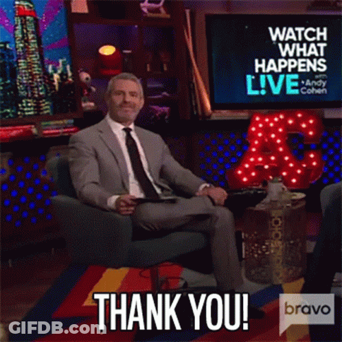 Man In Suit Sitting With Thank You Text GIF