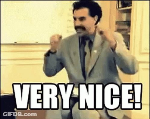 A Man In A Suit And Tie Is Sitting In Front Of A Whiteboard And Saying `` Very Nice ! '' GIF
