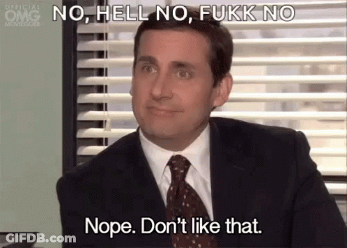 A Man In A Suit And Tie Is Sitting In Front Of A Window And Saying No , Hell No , Fukk No . GIF