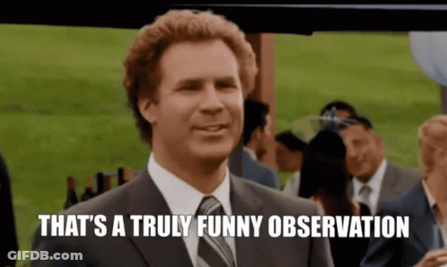 A Man In A Suit And Tie Is Smiling And Saying That 'S A Truly Funny Observation . GIF