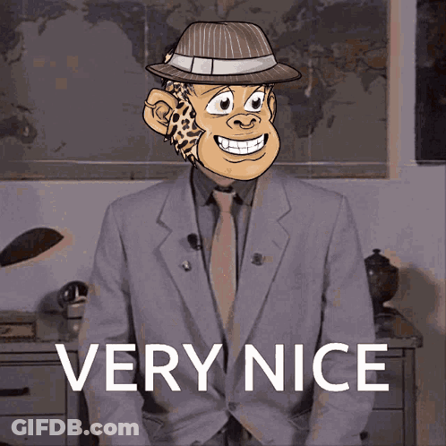 A Man In A Suit And Tie Is Smiling And The Words Very Nice Are Below Him GIF