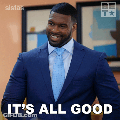 A Man In A Suit And Tie Is Smiling With The Words It 'S All Good Below Him GIF