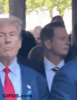 A Man In A Suit And Tie Is Standing In A Crowd Of People GIF