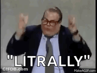 A Man In A Suit And Tie Is Standing In Front Of A Microphone And Saying `` Literally '' . GIF