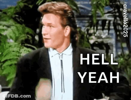 A Man In A Suit And Tie Is Standing In Front Of A Palm Tree And Saying `` Hell Yeah '' . GIF