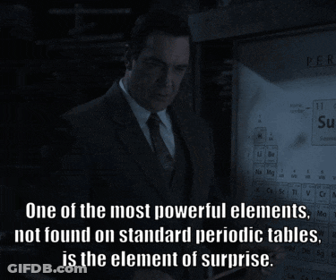 A Man In A Suit And Tie Is Standing In Front Of A Screen That Says " One Of The Most Powerful Elements " GIF