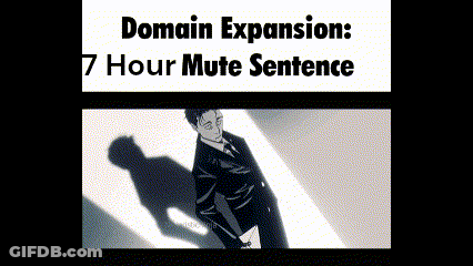 A Man In A Suit And Tie Is Standing In Front Of A Sign That Says Domain Expansion : 7 Hour Mute Sentence . GIF