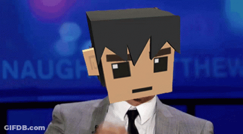 A Man In A Suit And Tie Is Standing In Front Of A Sign That Says Naugh Thew GIF