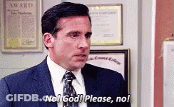 A Man In A Suit And Tie Is Standing In Front Of A Wall And Says No ! God ! Please , No ! GIF