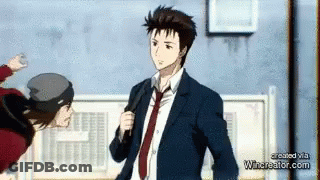 A Man In A Suit And Tie Is Standing Next To Another Man In A Hat And A Sign That Says Wincreator.com GIF