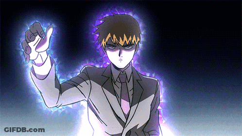 A Man In A Suit And Tie Is Surrounded By Purple Glowing Energy GIF