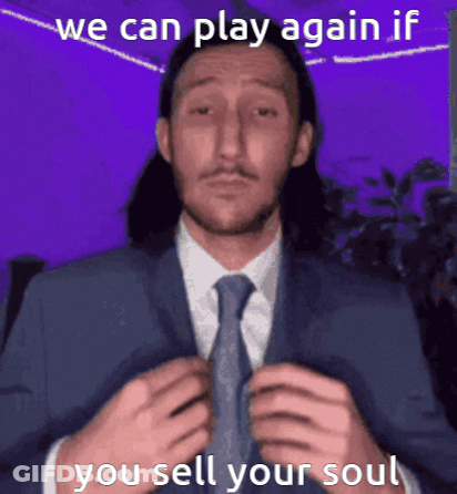 A Man In A Suit And Tie Is Talking About Playing Again If You Sell Your Soul GIF